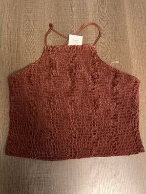 A New Day Smocked Rust Halter Crop Top